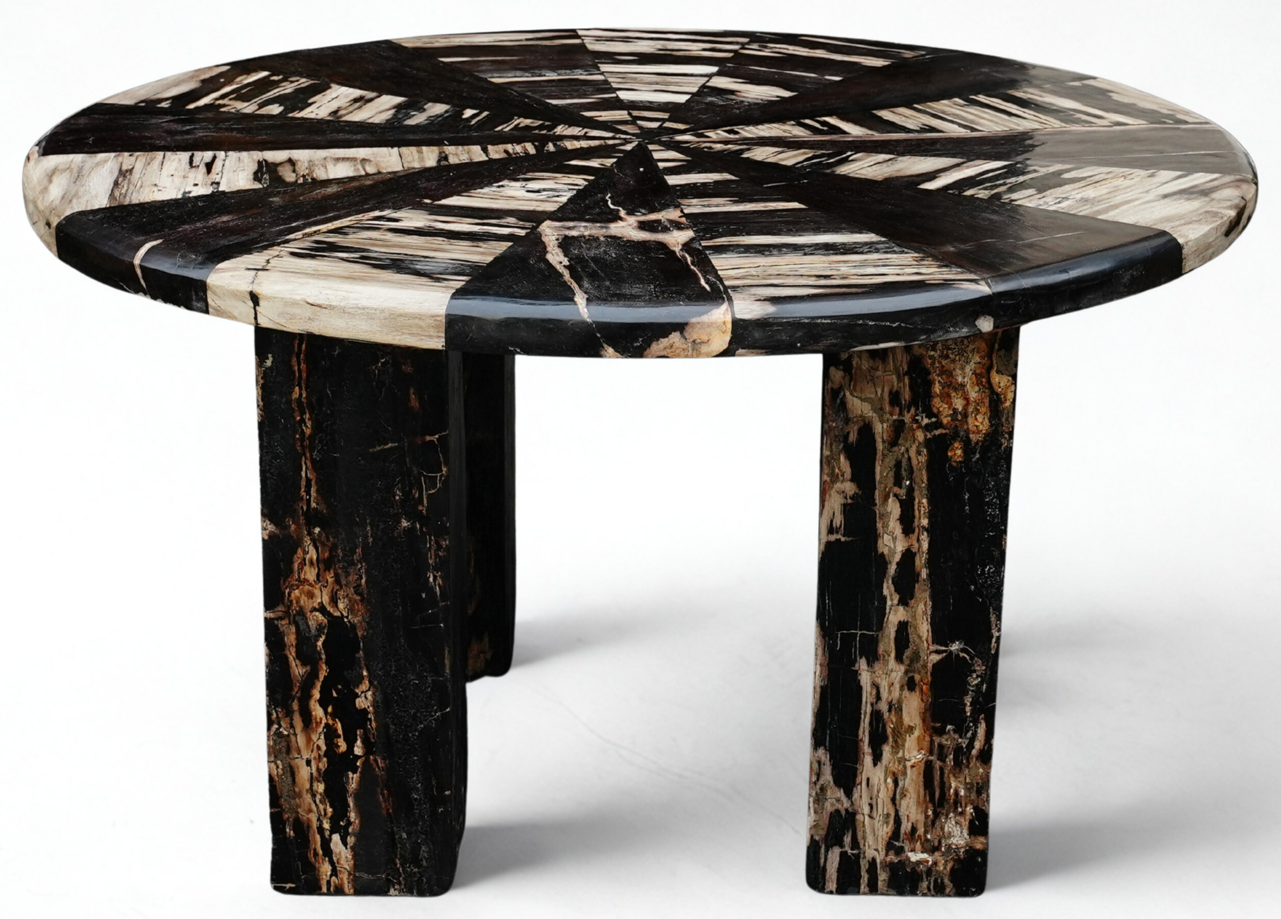 Table bois pétrifié ronde