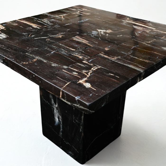 Table bois pétrifié carrée